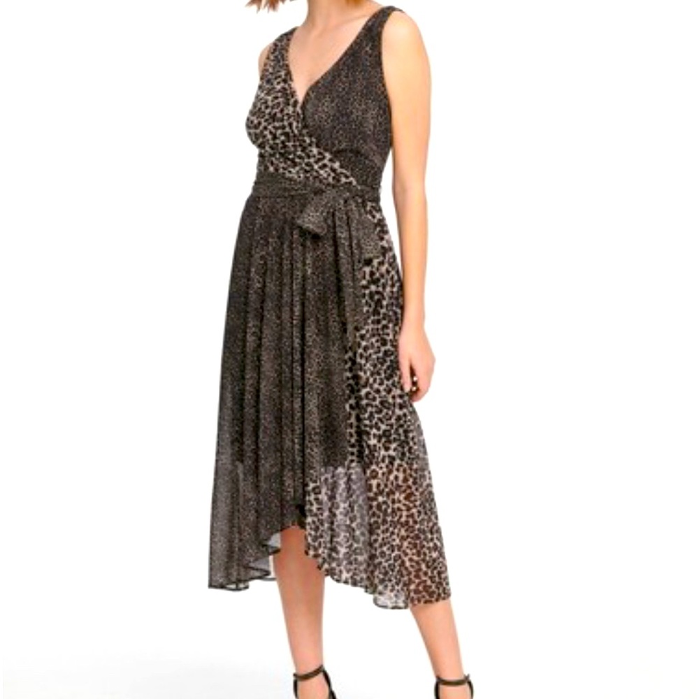 DKNY Leopard Print Sleeveless Wrap Dress, size 8